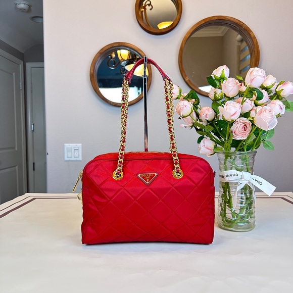 Prada Handbags - Prada Red Fabric Shoulder Bag Crossbody